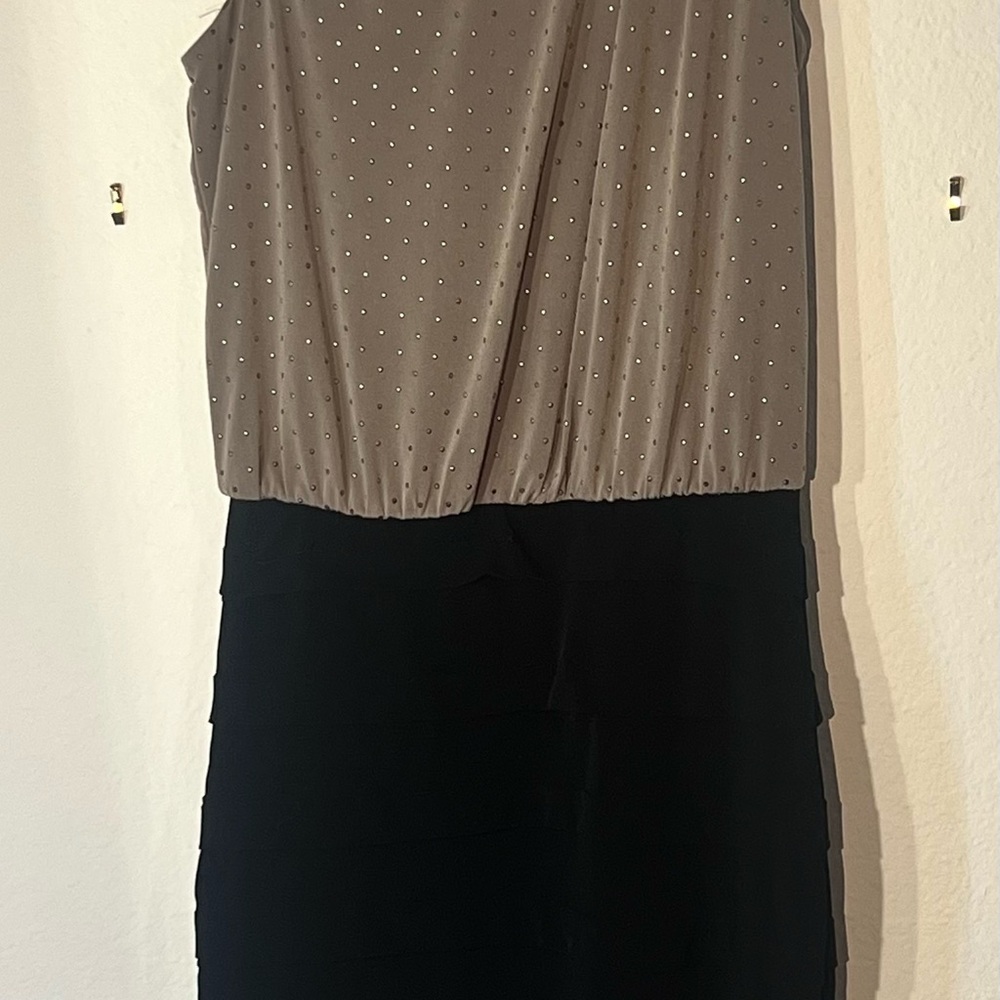 Byer California Asymmetrical Dress in Black and Brown